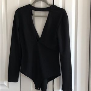 Black low cut bodysuit